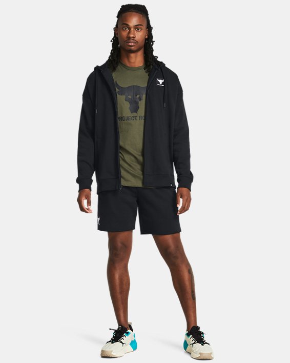 Men's Project Rock Heavyweight Terry Shorts in Black image number 2